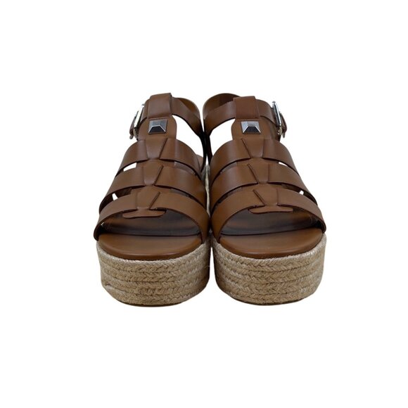 Marc Fisher Women’s Brown Leather Espadrille Joven Wedge Sandals Sz 8.5 - New - Picture 2 of 9